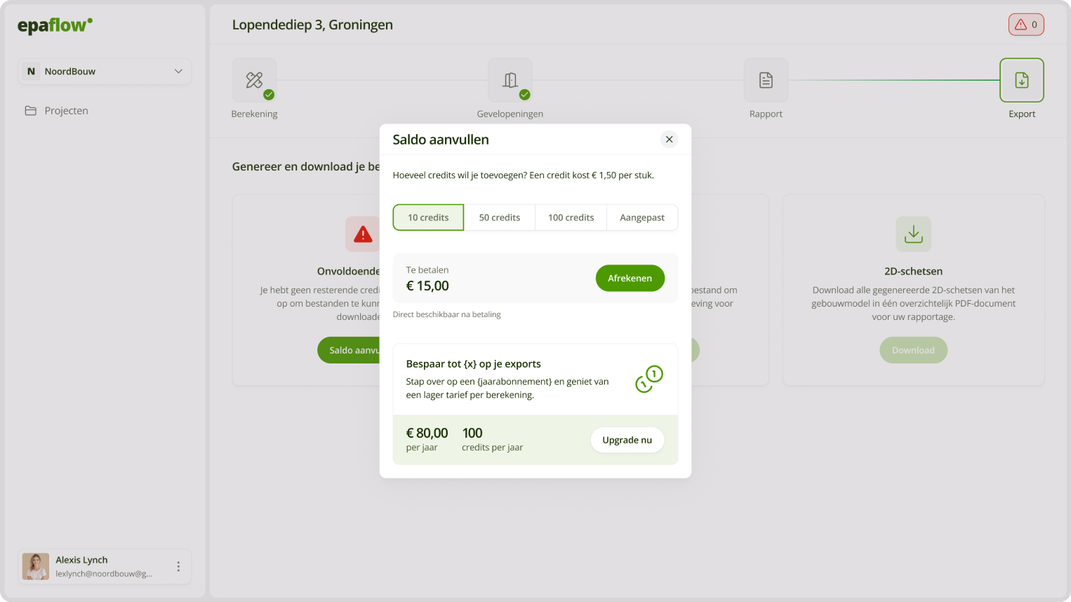Saldo aanvullen modal